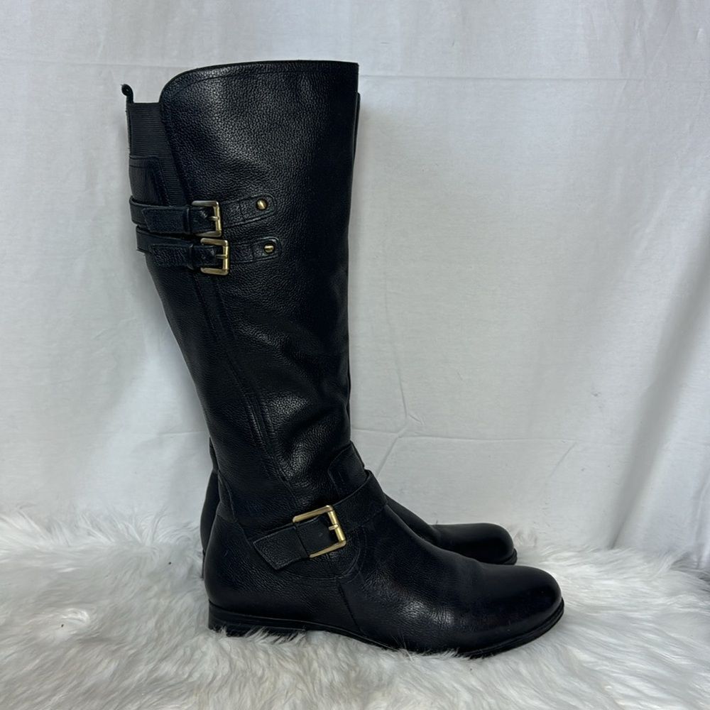 Naturalizer Jessie Black Leather Riding Boots Sz 12‎ WIDE WIDTH - Picture 5 of 7